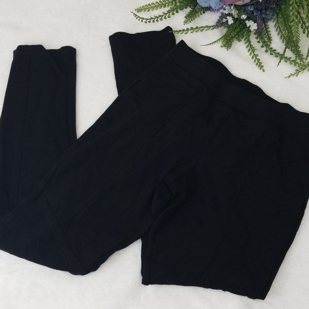 Pink Rose Leggings knee panels Black Size Small